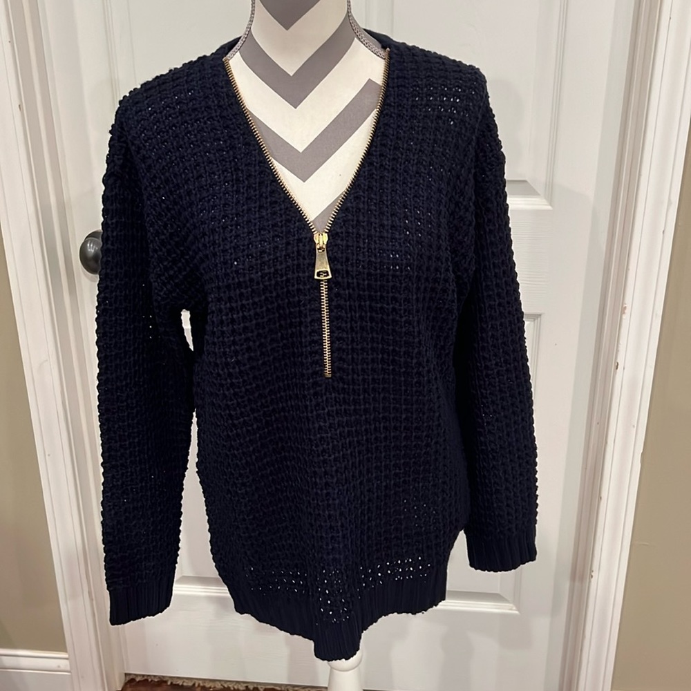 Venus Navy 3/4 Zip Chunky Sweater, size M
